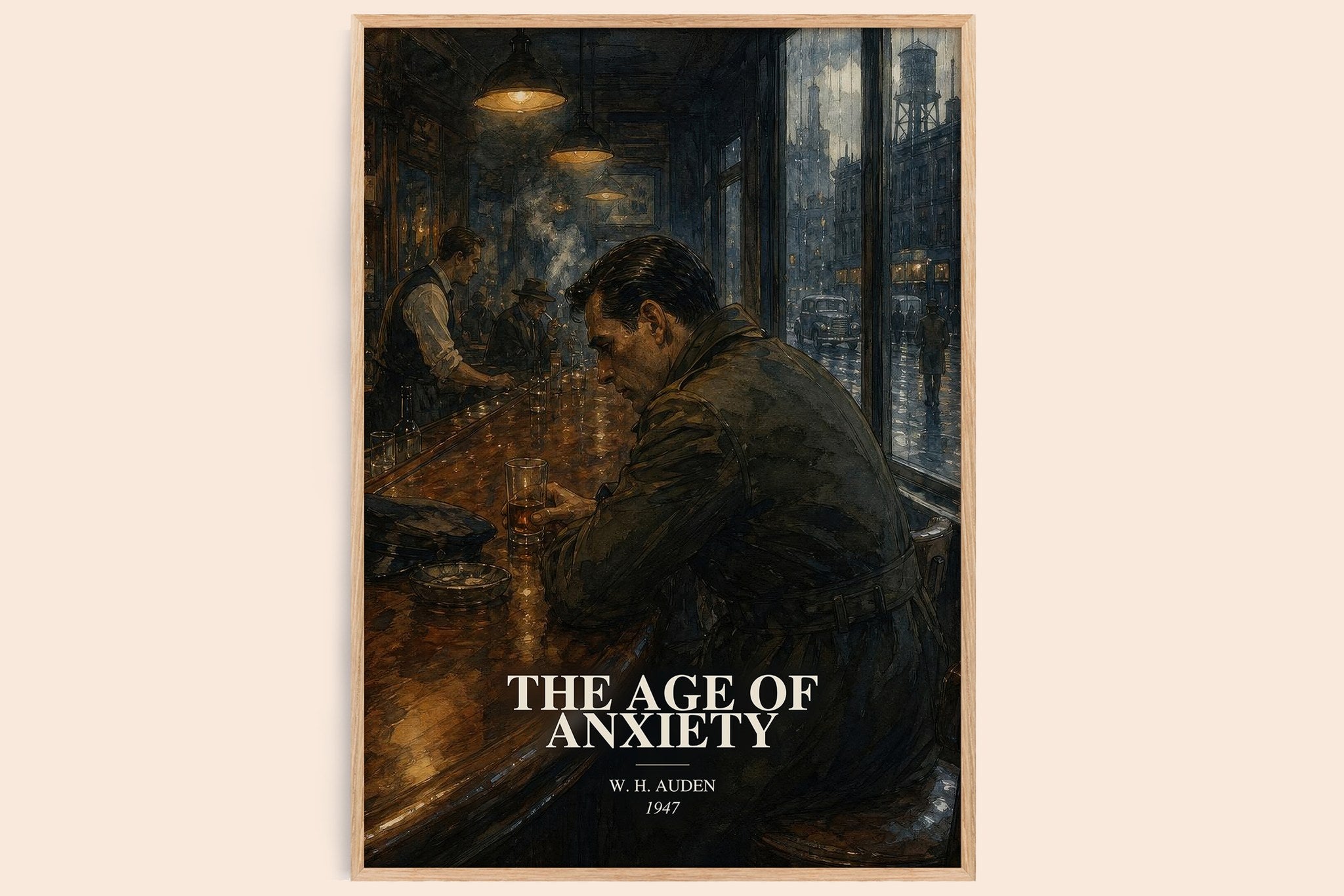 The Age of Anxiety Book Watercolour Illustration by W. H. Auden