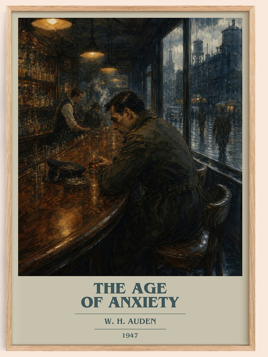 The Age of Anxiety book cover book poster by W. H. Auden – framed literary art print