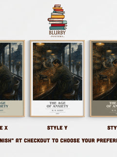 The Age of Anxiety book cover print in frame leaning in hallway – poetry wall art