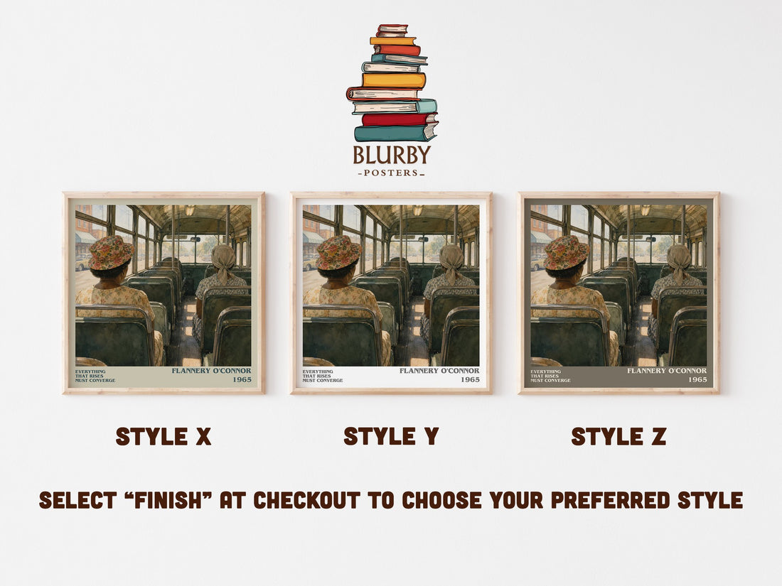 Everything That Rises Must Converge literary print in frame leaning in hallway – literary fiction wall art (mockup)