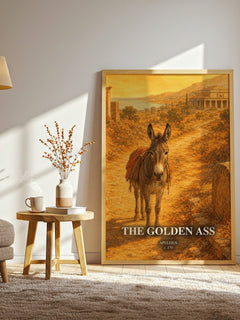 The Golden Ass watercolour print in frame leaning in hallway – classic literature wall art