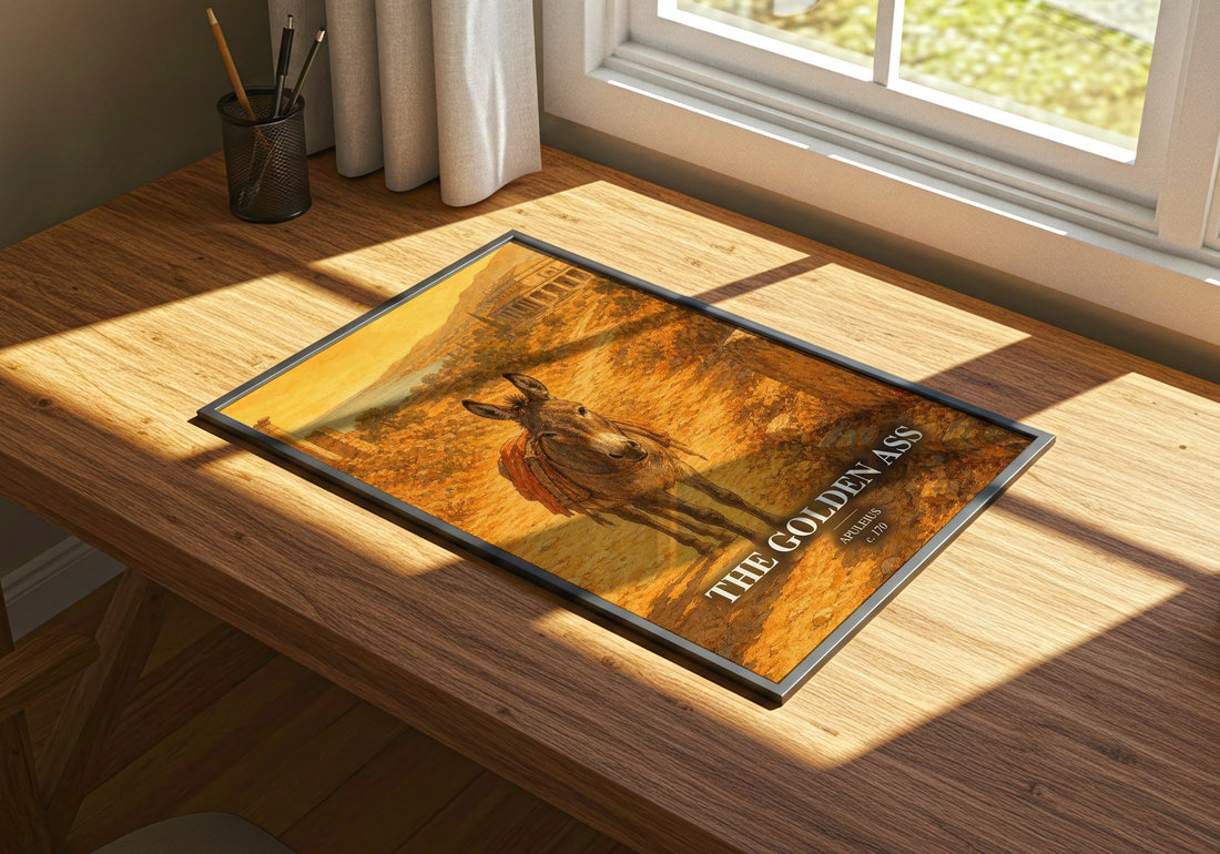 The Golden Ass watercolour book poster framed on wall – classic literature wall art