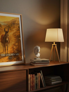The Golden Ass watercolour print on bookshelf – Apuleius fan gift