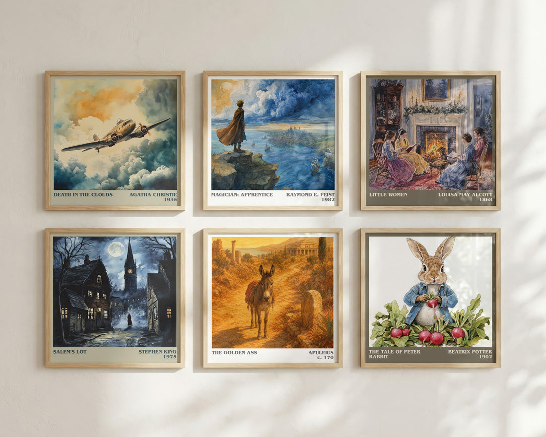 The Golden Ass literary print in frame leaning in hallway – classic literature wall art
