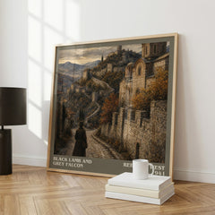 Black Lamb and Grey Falcon literary print framed by window – literary home decor