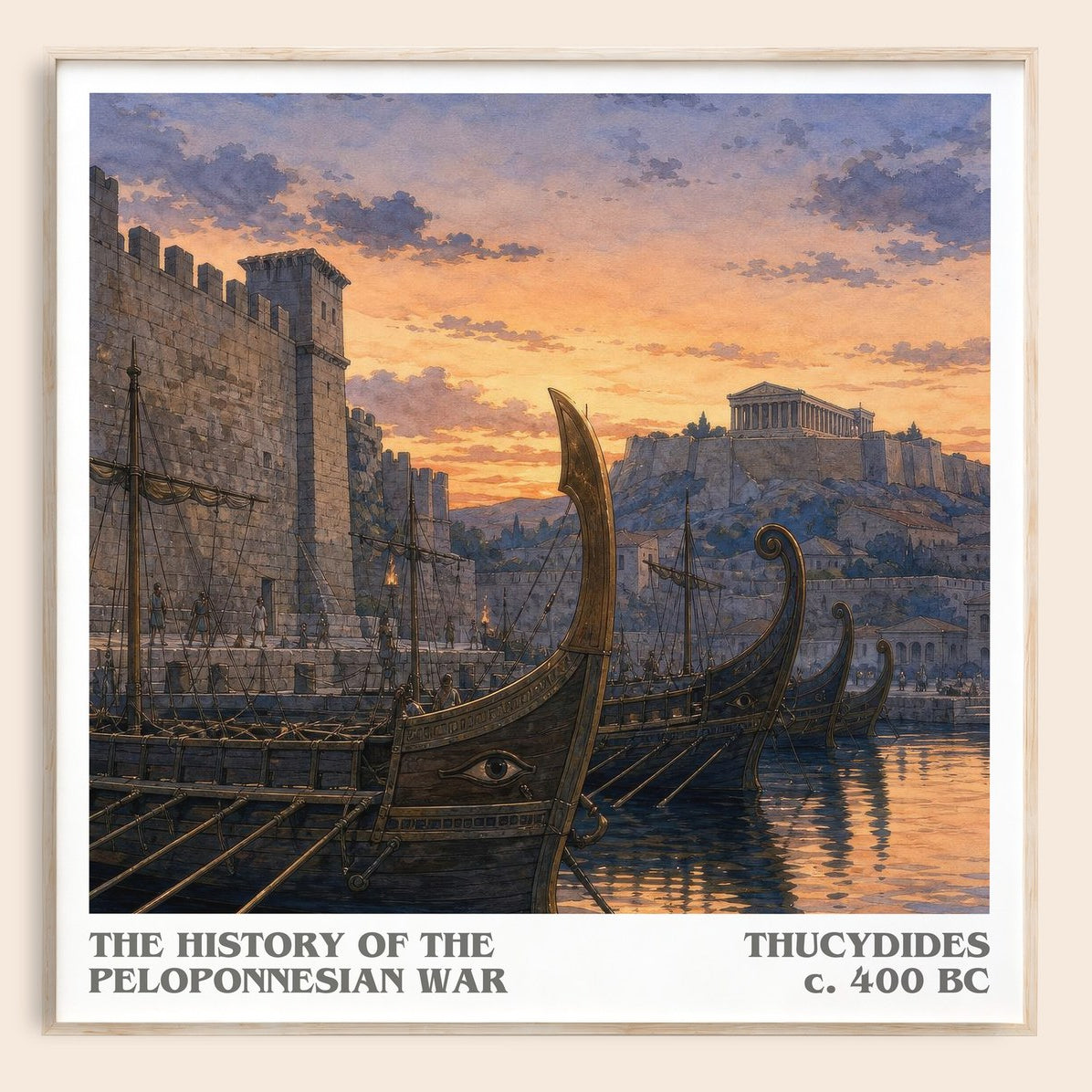 The History of the Peloponnesian War literary book poster by Thucydides – framed literary art print