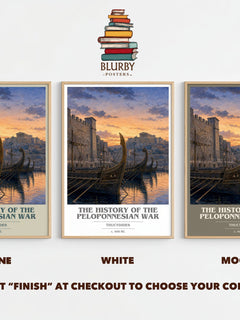 The History of the Peloponnesian War book cover print framed by window – Stone, White and Mocha side by side – choose your colour