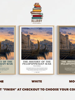 The History of the Peloponnesian War bookish print framed by window – Stone, White and Mocha side by side – choose your colour