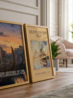 The History of the Peloponnesian War watercolour print framed by window – literary home decor