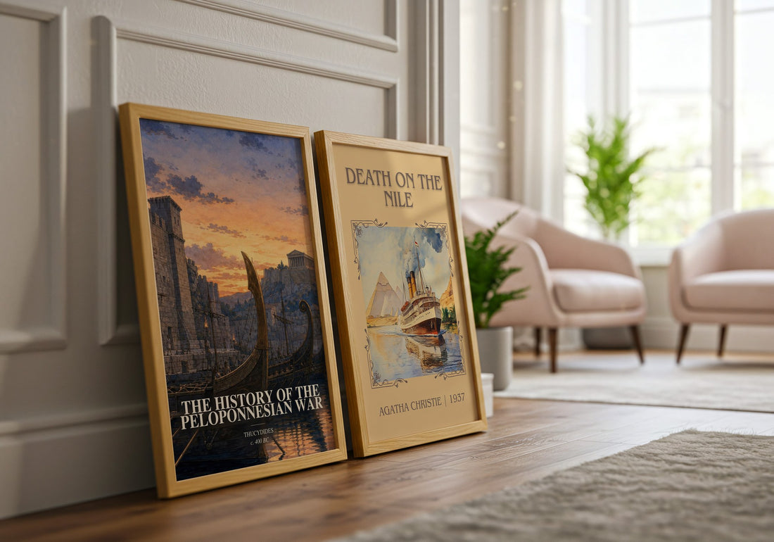 The History of the Peloponnesian War watercolour print framed by window – literary home decor