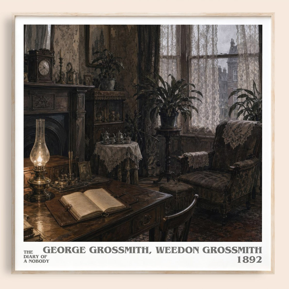 The Diary of a Nobody literary book poster by George Grossmith, Weedon Grossmith – framed literary art print