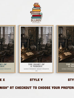 The Diary of a Nobody book cover print in frame leaning in hallway – satire wall art