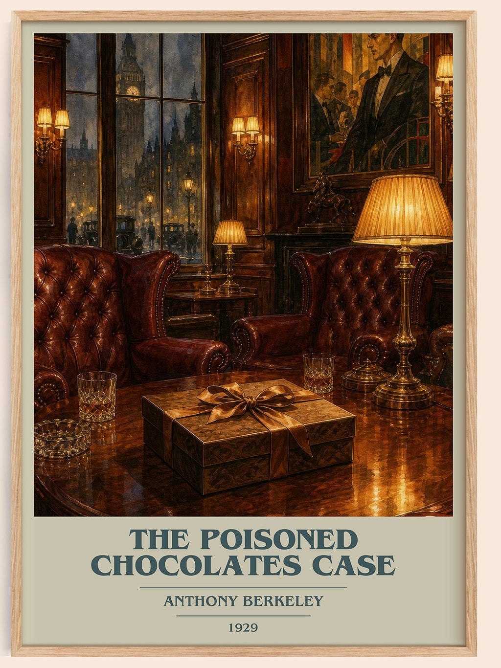 The Poisoned Chocolates Case book cover book poster by Anthony Berkeley – framed literary art print