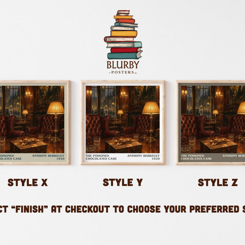 The Poisoned Chocolates Case literary print in frame leaning in hallway – mystery wall art