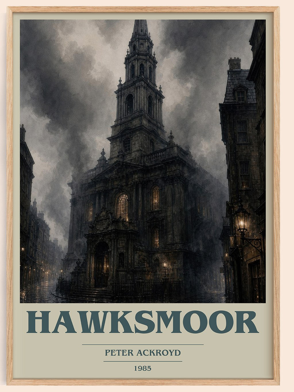 Hawksmoor book cover book poster by Peter Ackroyd – framed literary art print