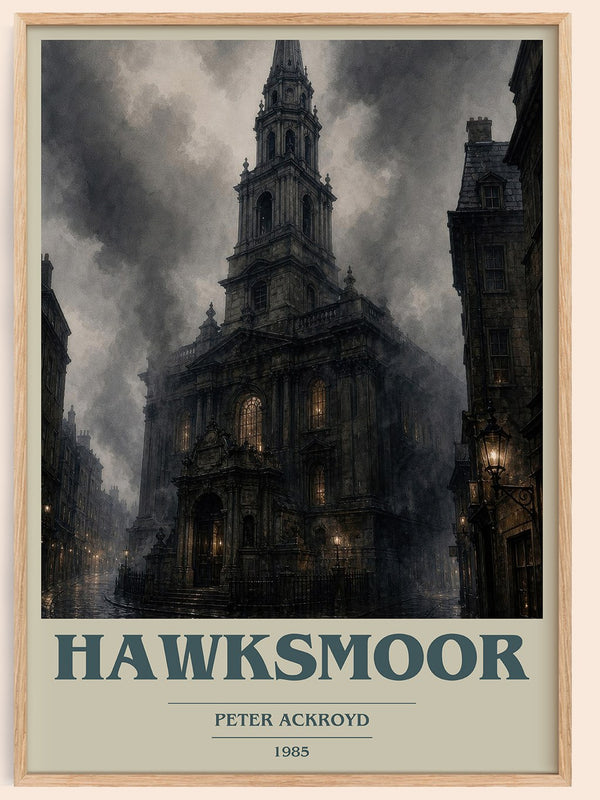 Hawksmoor book cover book poster by Peter Ackroyd – framed literary art print