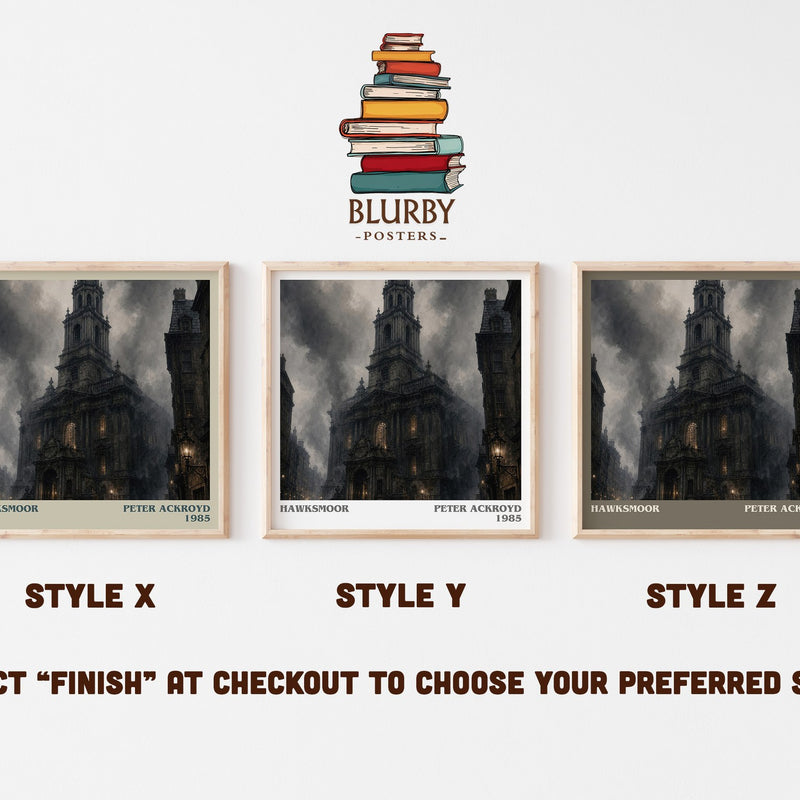 Hawksmoor literary print in frame leaning in hallway – literary fiction wall art