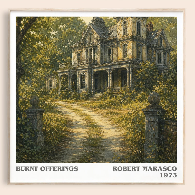 Burnt Offerings literary book poster by Robert Marasco – framed literary art print