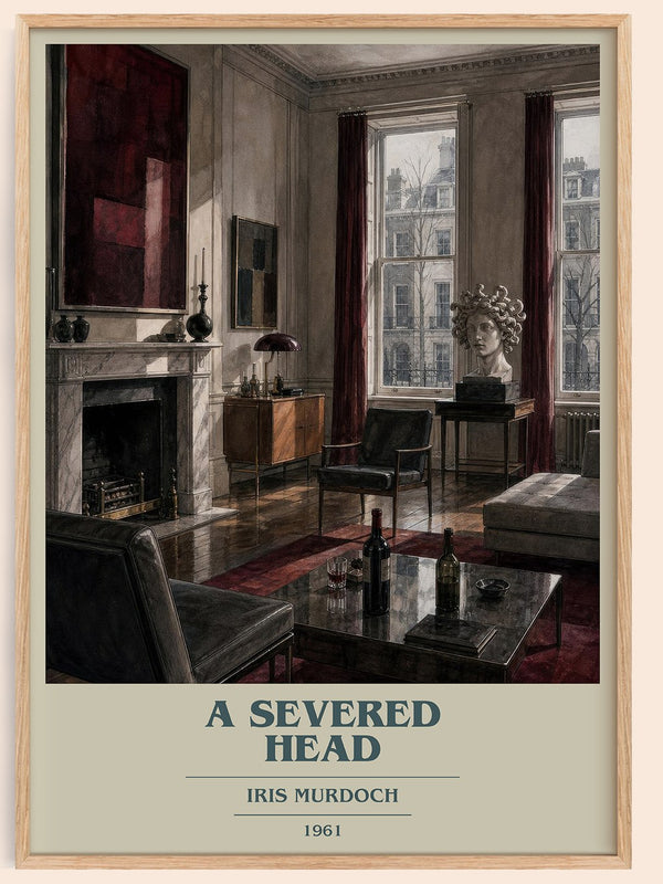 A Severed Head book cover book poster by Iris Murdoch – framed literary art print