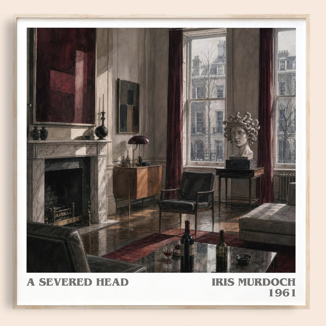 A Severed Head literary book poster by Iris Murdoch – framed literary art print
