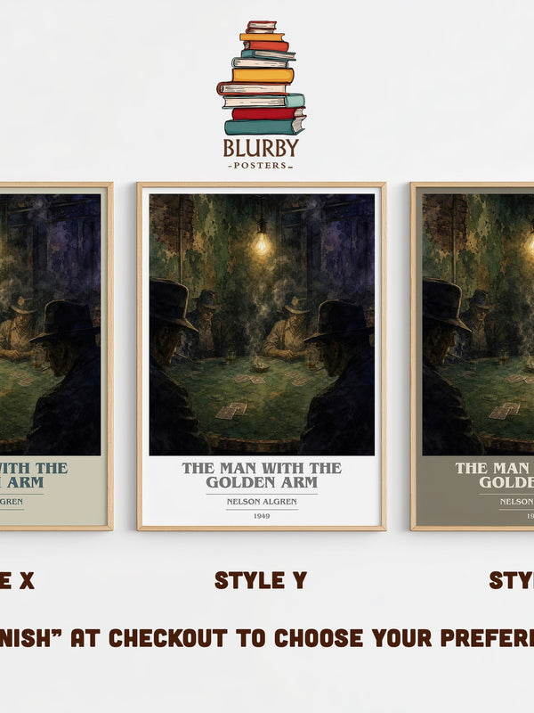 The Man with the Golden Arm book cover print in frame leaning in hallway – literary fiction wall art