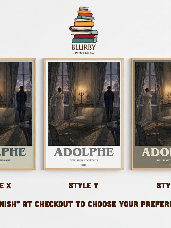 Adolphe book cover print in frame leaning in hallway – classic literature wall art