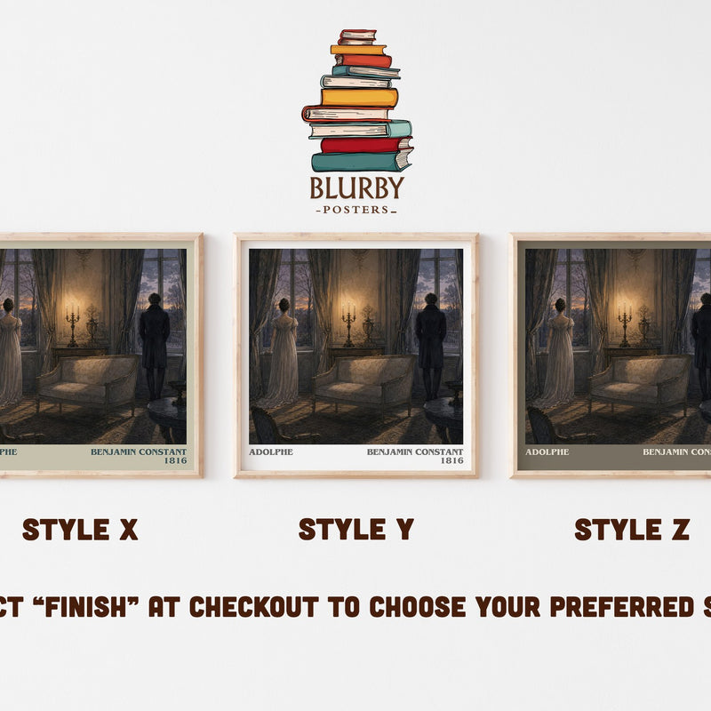 Adolphe literary print in frame leaning in hallway – classic literature wall art
