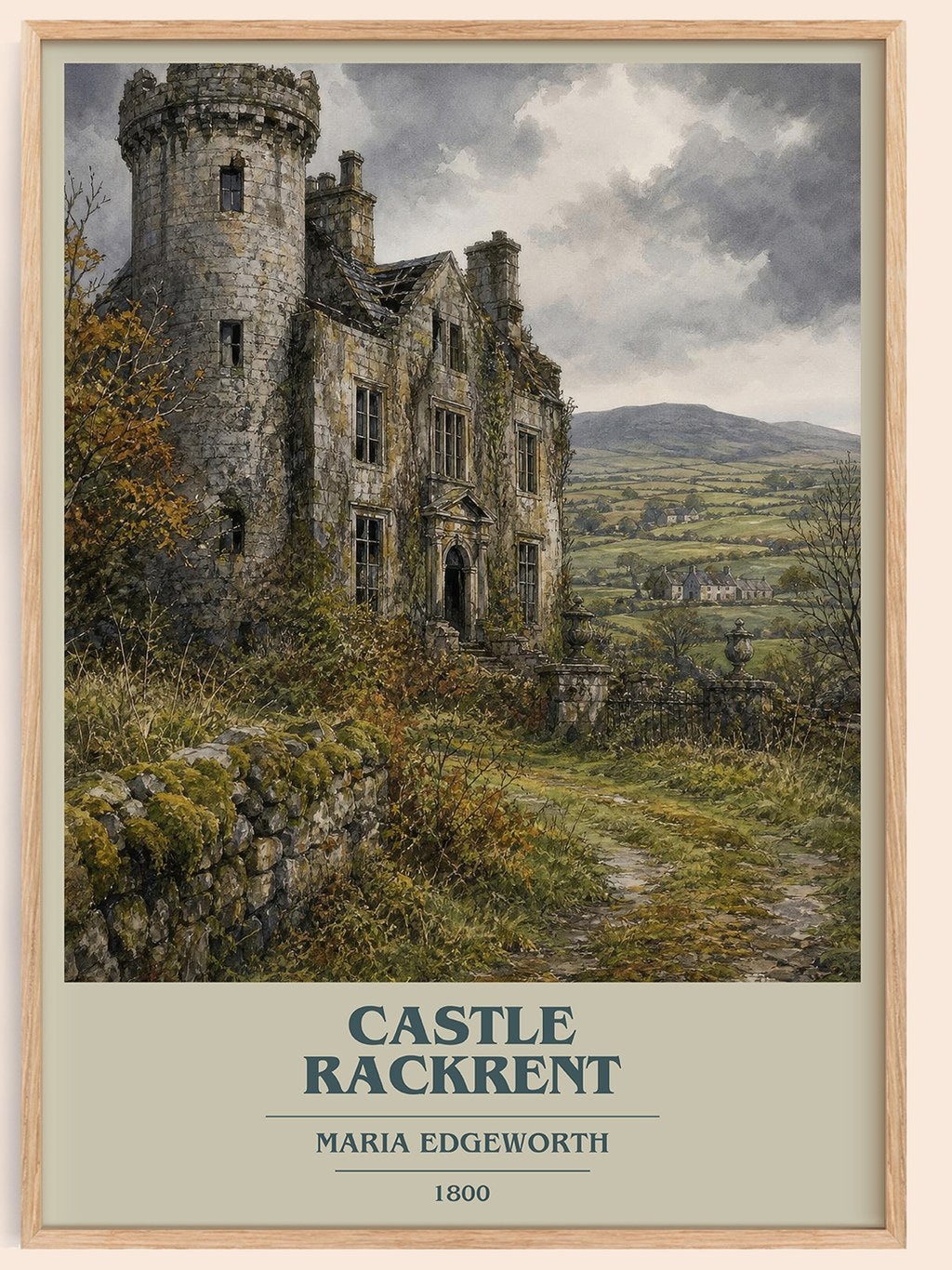 Castle Rackrent book cover book poster by Maria Edgeworth – framed literary art print
