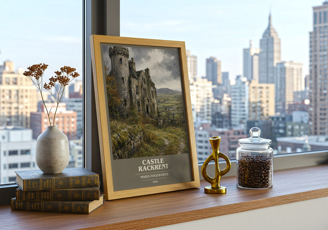 Castle Rackrent book cover print framed by window – literary home decor