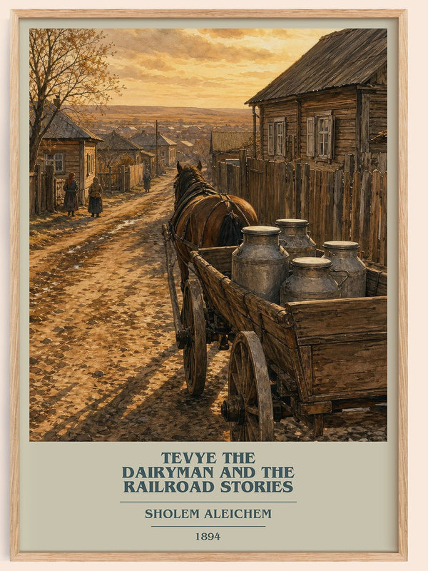 Tevye The Dairyman And The Railroad Stories book cover book poster by Sholem Aleichem – framed literary art print