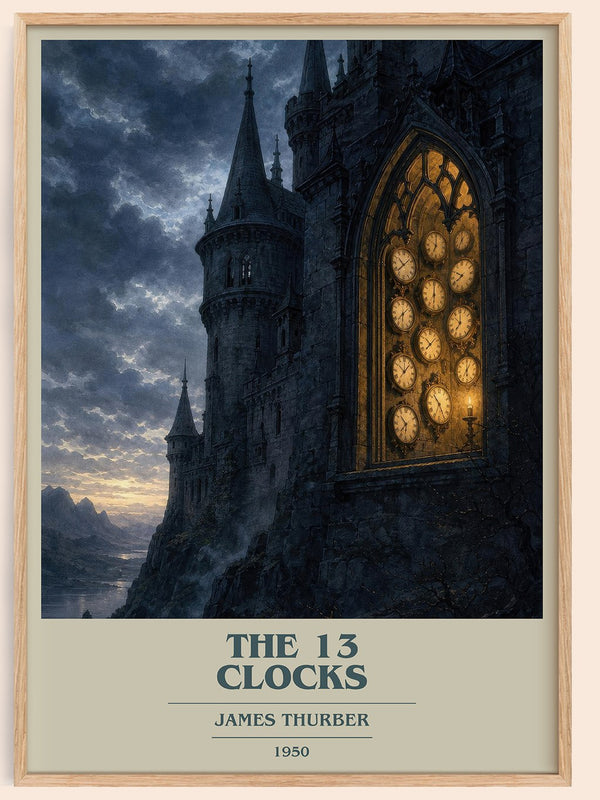 The 13 Clocks book cover book poster by James Thurber – framed literary art print