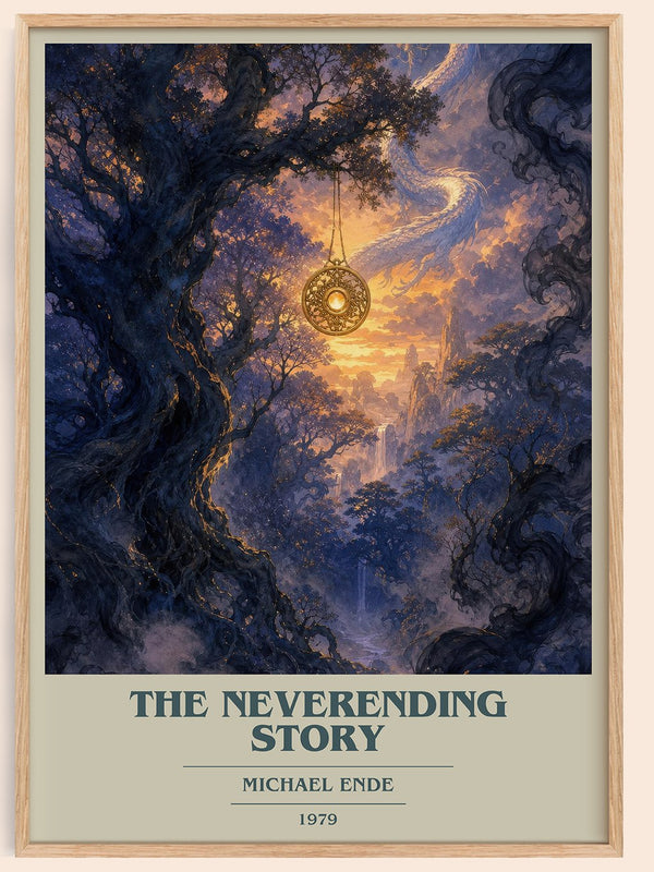 The Neverending Story book cover book poster by Michael Ende – framed literary art print
