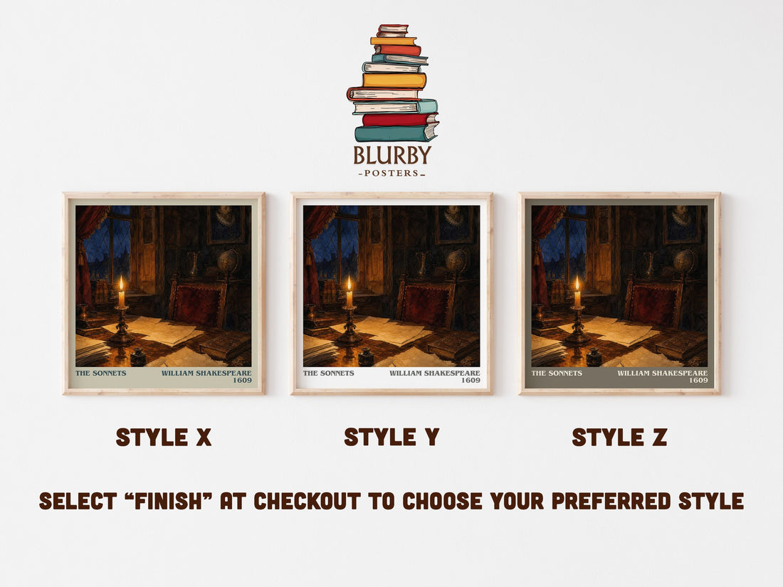 The Sonnets literary print in frame leaning in hallway – poetry wall art (mockup)