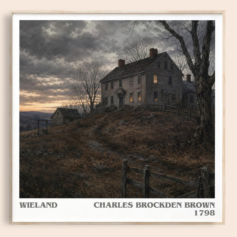 Wieland literary book poster by Charles Brockden Brown – framed literary art print