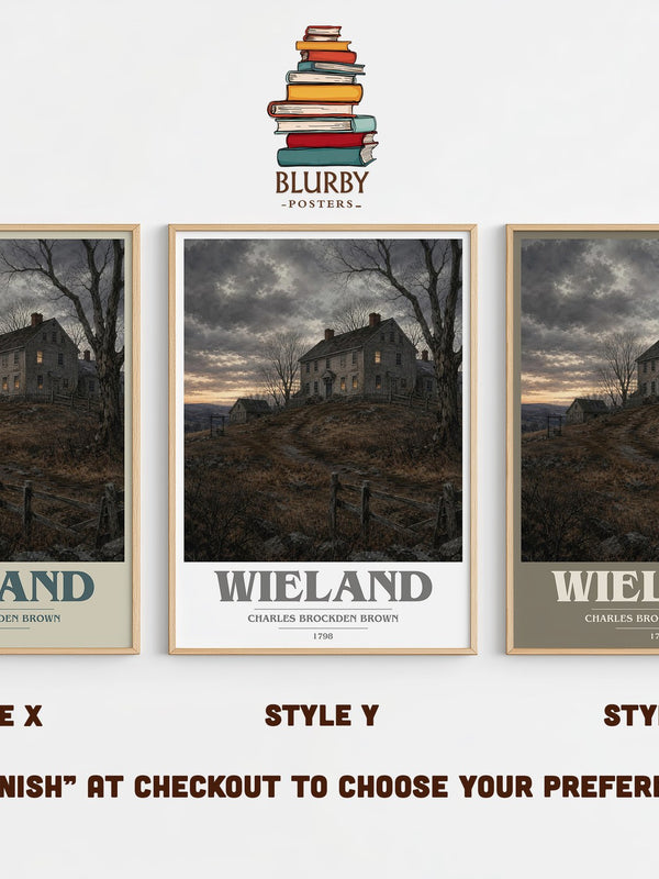 Wieland book cover print in frame leaning in hallway – gothic wall art