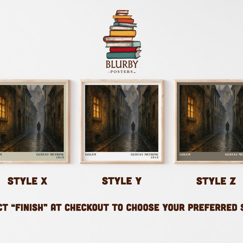 Golem literary print in frame leaning in hallway – gothic wall art