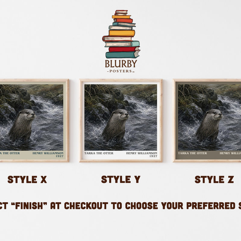 Tarka the Otter literary print in frame leaning in hallway – literary fiction wall art