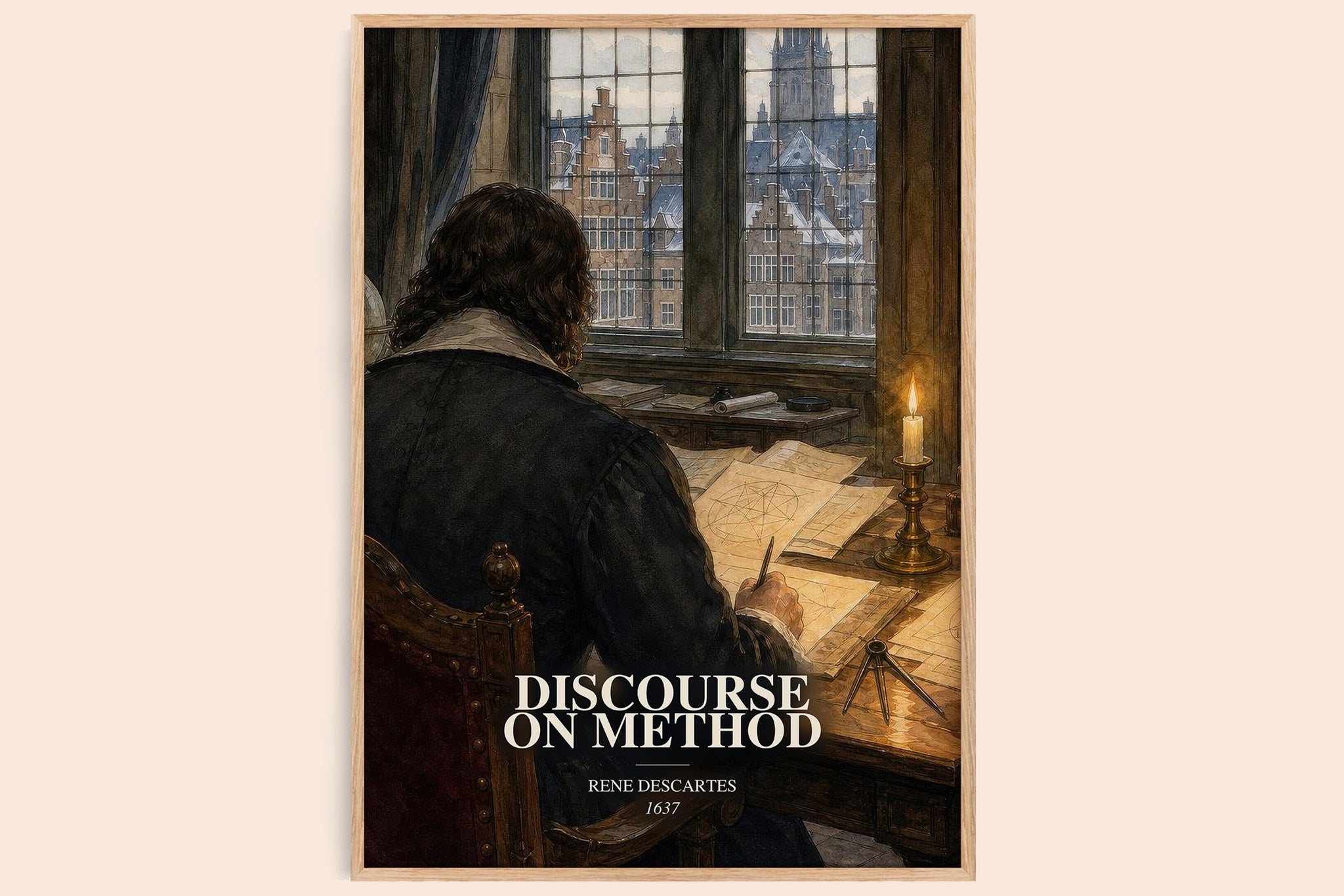 Discourse on Method Book Watercolour Illustration by Rene Descartes