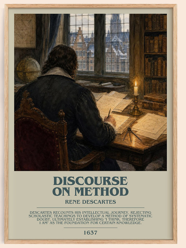 Discourse on Method Bookish Wall Art by Rene Descartes – framed poster