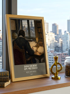 Discourse on Method book cover print framed by window – literary home decor