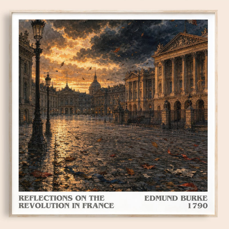 Reflections on the Revolution in France literary book poster by Edmund Burke – framed literary art print