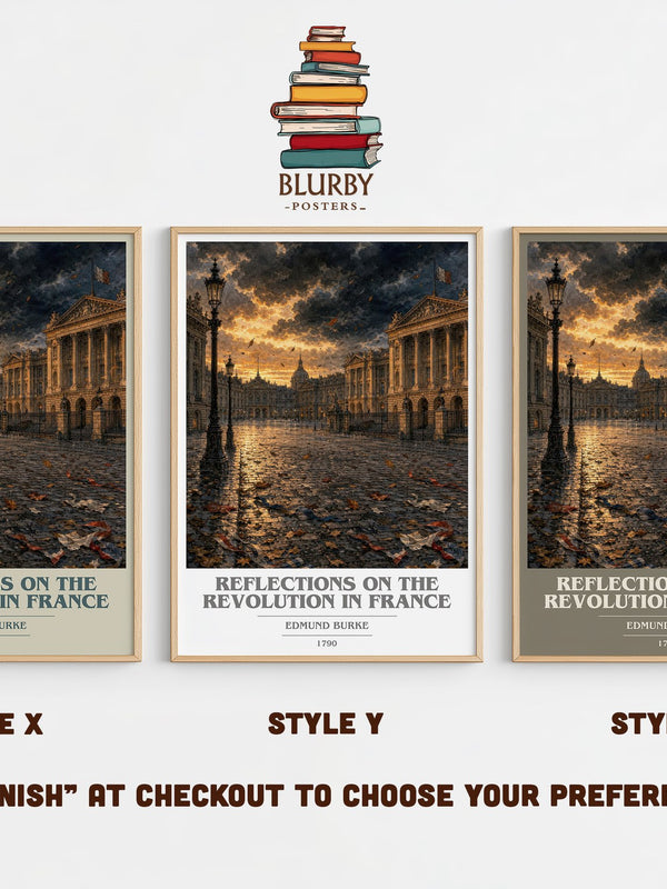 Reflections on the Revolution in France book cover print in frame leaning in hallway – philosophy wall art