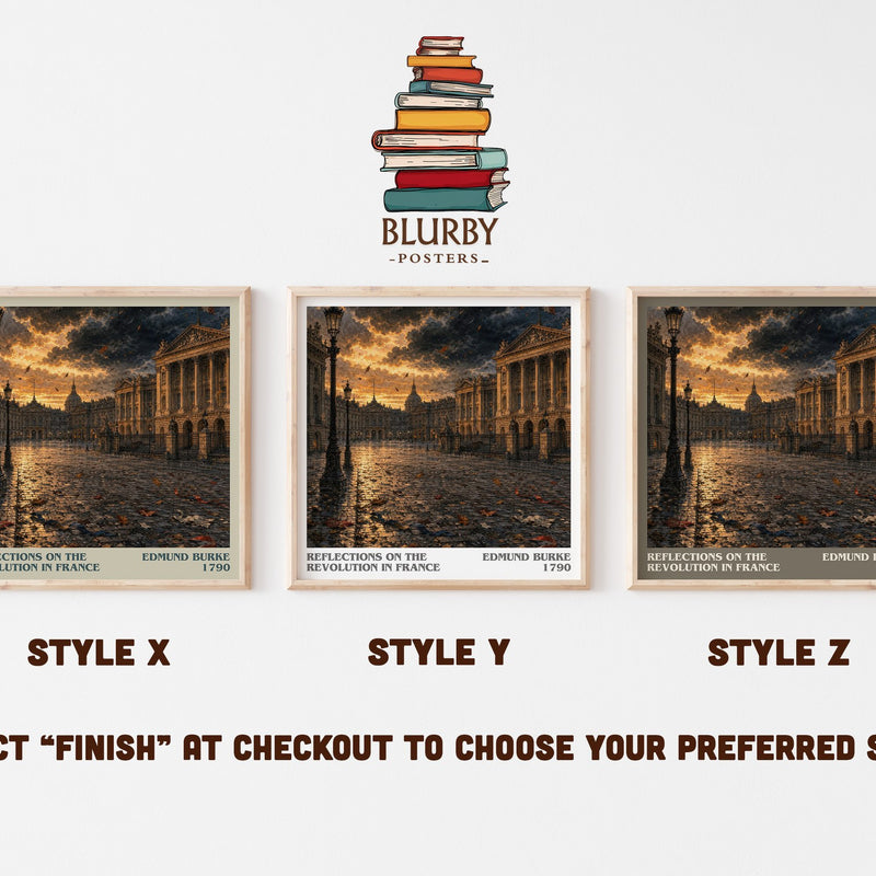Reflections on the Revolution in France literary print in frame leaning in hallway – philosophy wall art