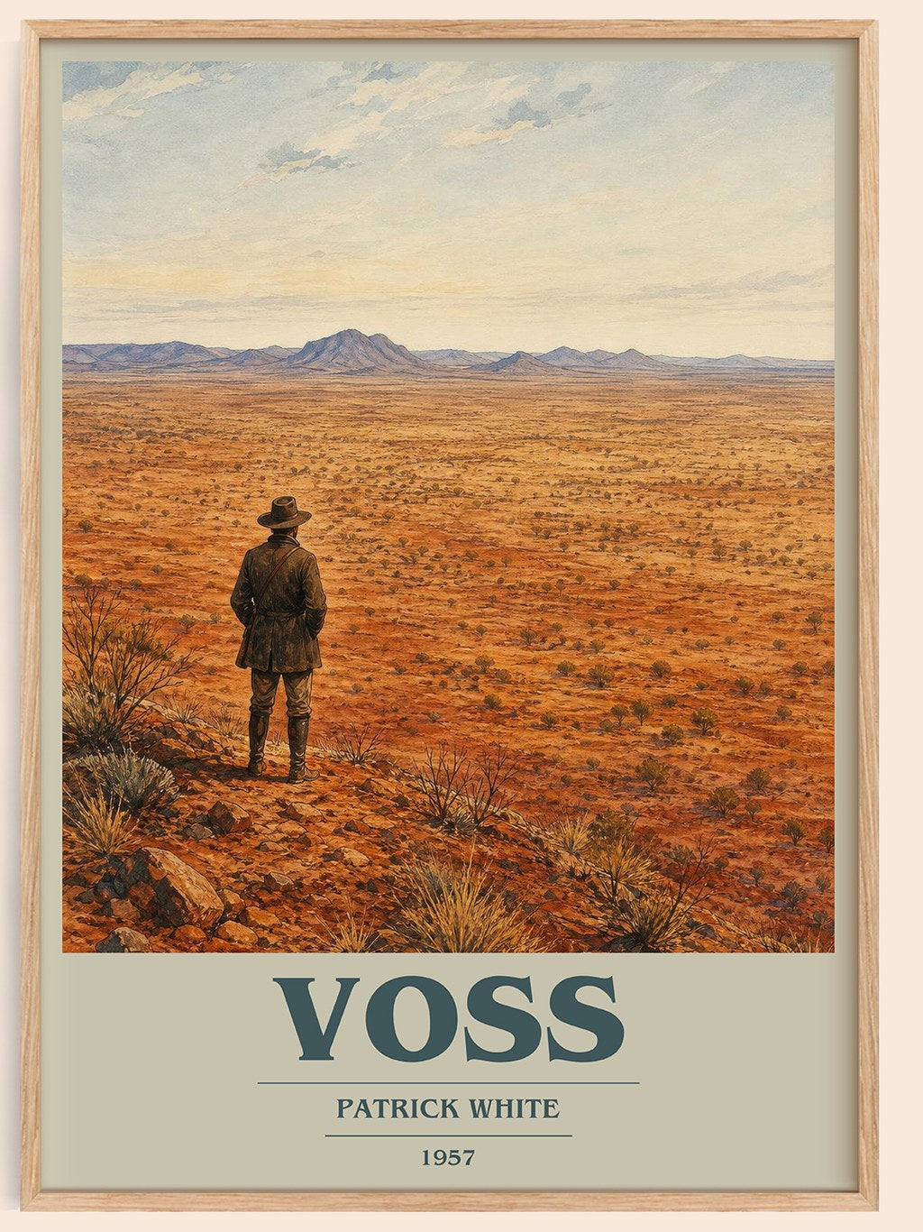 Voss book cover book poster by Patrick White – framed literary art print