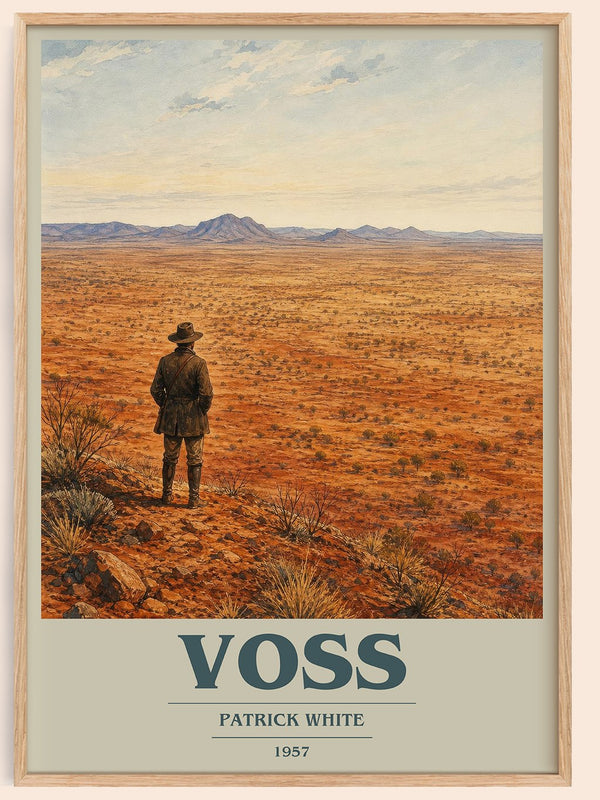 Voss book cover book poster by Patrick White – framed literary art print