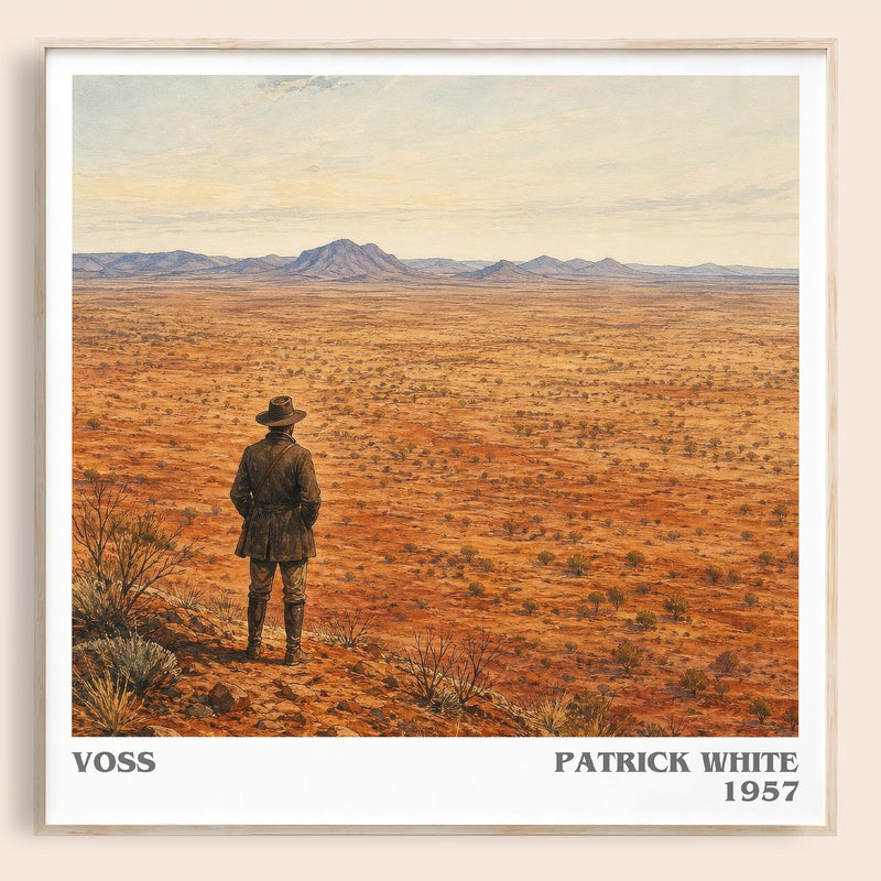 Voss literary book poster by Patrick White – framed literary art print