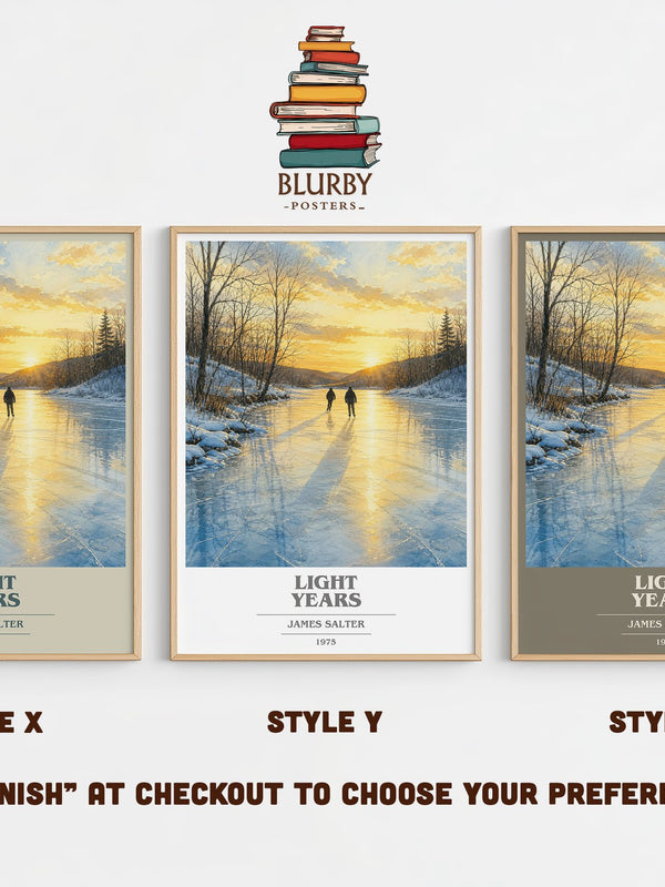 Light Years book cover print in frame leaning in hallway – literary fiction wall art