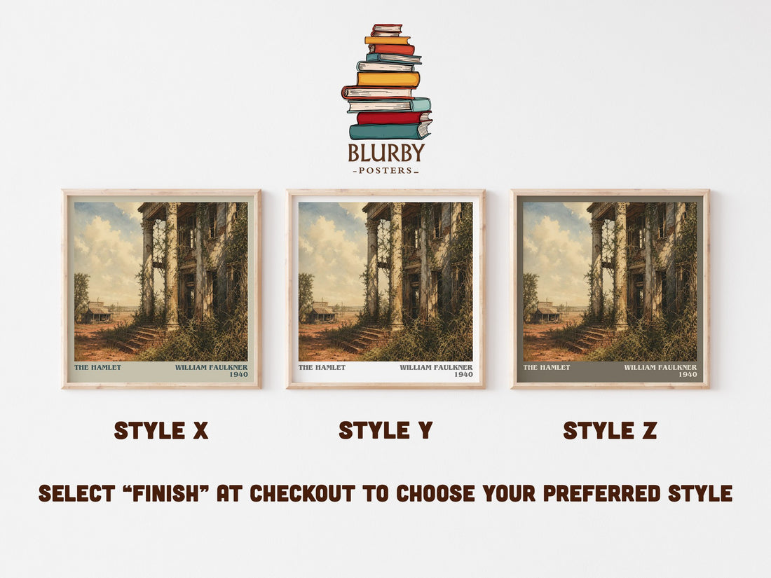 The Hamlet literary print in frame leaning in hallway – literary fiction wall art (mockup)