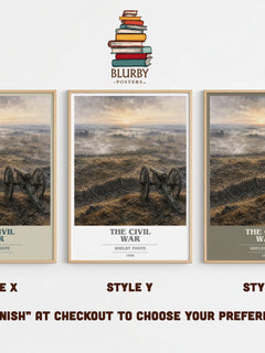 The Civil War book cover print in frame leaning in hallway – non fiction wall art