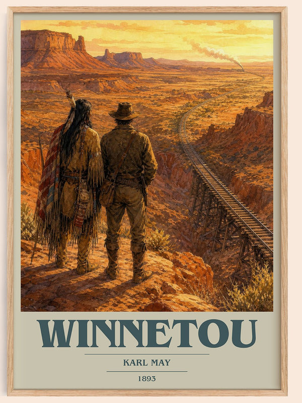 Winnetou book cover book poster by Karl May – framed literary art print